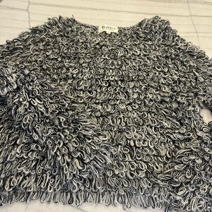 For Love And Lemons Black and White Loop Knit Pull-over Sweater